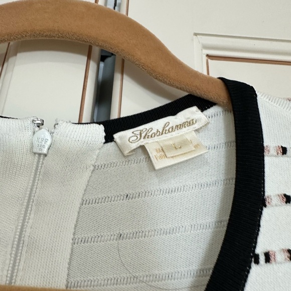 Shoshanna  Mesa  Navy Ivory Blush Metallic  Ribbed  Striped  Dress (6) - Picture 5 of 8